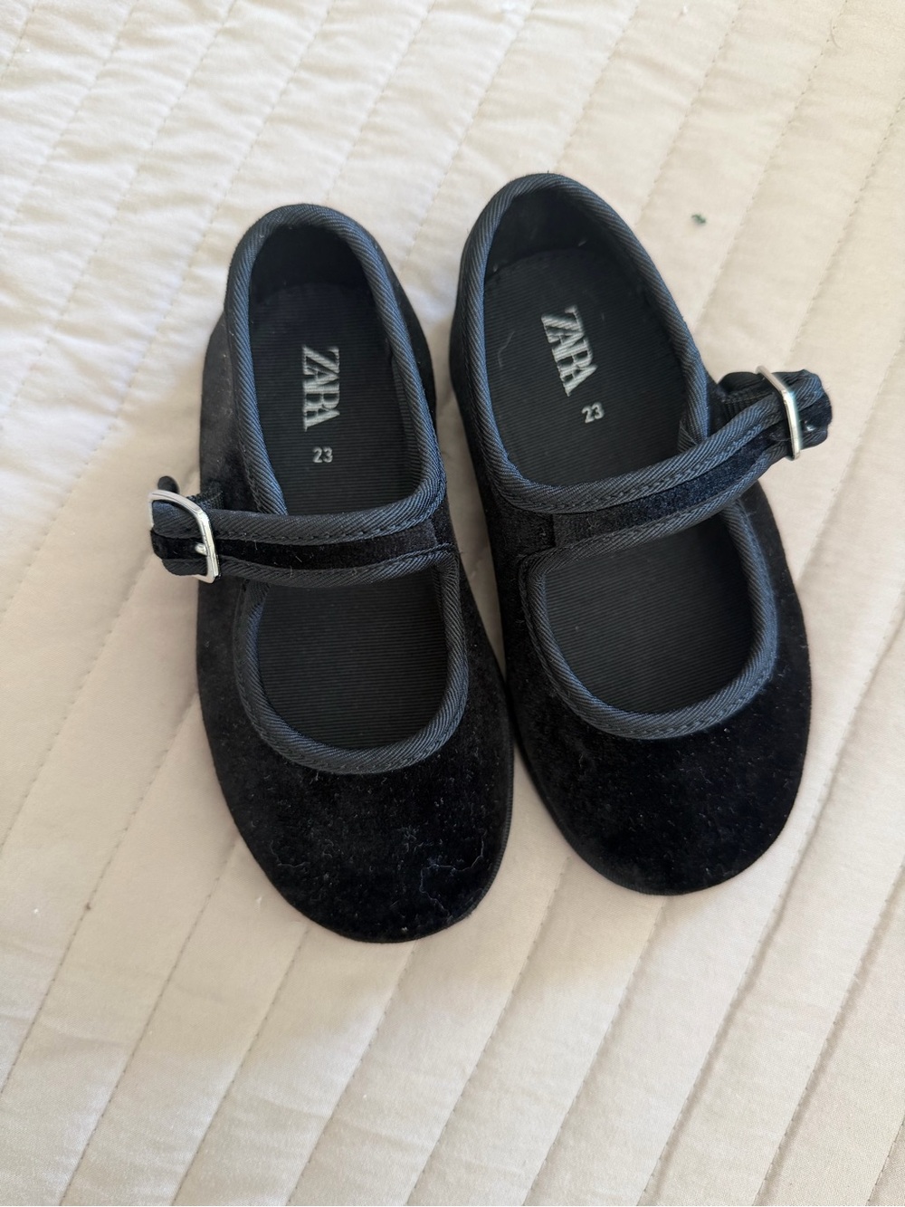 ZARA Kids Black Suede Mary Jane Flats